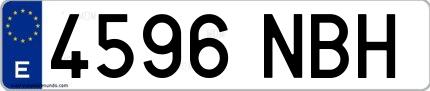 Ejemplo de matrícula española 4596 NBH