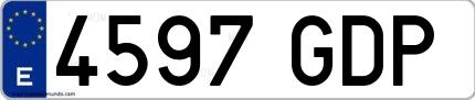Ejemplo de matrícula española 4597 GDP