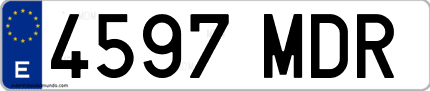 Ejemplo de matrícula de coche ordinaria 4597 MDR