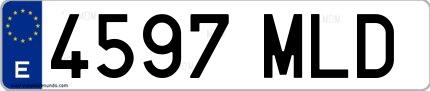 Ejemplo de matrícula española 4597 MLD