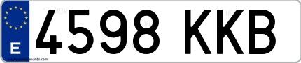 Ejemplo de matrícula española 4598 KKB