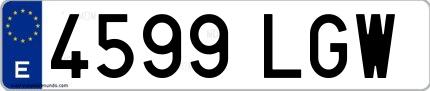Ejemplo de matrícula española 4599 LGW