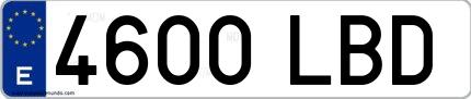 Ejemplo de matrícula española 4600 LBD