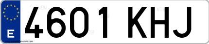 Ejemplo de matrícula española 4601 KHJ