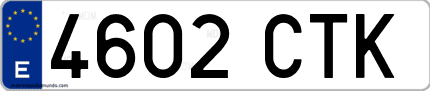 Ejemplo de matrícula de coche ordinaria 4602 CTK