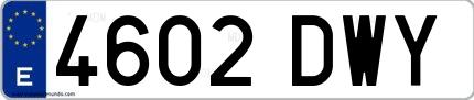 Ejemplo de matrícula española 4602 DWY