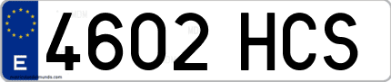 Ejemplo de matrícula de coche ordinaria 4602 HCS