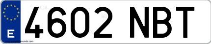 Ejemplo de matrícula española 4602 NBT