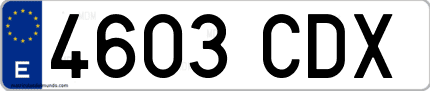 Ejemplo de matrícula de coche ordinaria 4603 CDX