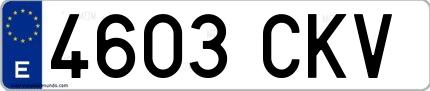 Ejemplo de matrícula española 4603 CKV