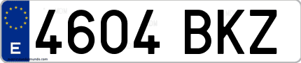 Ejemplo de matrícula de coche ordinaria 4604 BKZ