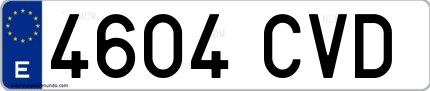 Ejemplo de matrícula española 4604 CVD