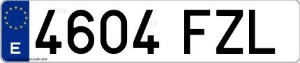 Ejemplo de matrícula española 4604 FZL