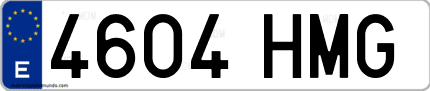 Ejemplo de matrícula de coche ordinaria 4604 HMG