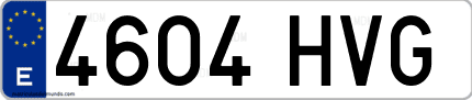 Ejemplo de matrícula de coche ordinaria 4604 HVG