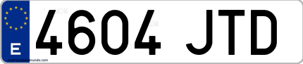 Ejemplo de matrícula de coche ordinaria 4604 JTD