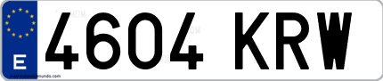 Ejemplo de matrícula de coche ordinaria 4604 KRW
