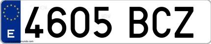 Ejemplo de matrícula española 4605 BCZ