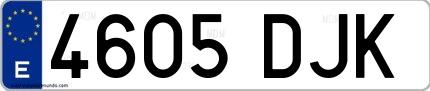 Ejemplo de matrícula española 4605 DJK