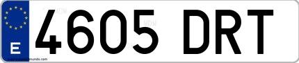 Ejemplo de matrícula española 4605 DRT