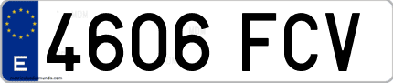 Ejemplo de matrícula de coche ordinaria 4606 FCV