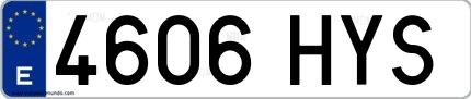 Ejemplo de matrícula española 4606 HYS