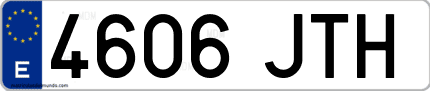 Ejemplo de matrícula de coche ordinaria 4606 JTH