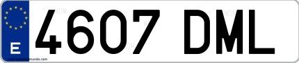 Ejemplo de matrícula española 4607 DML