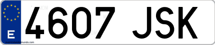 Ejemplo de matrícula de coche ordinaria 4607 JSK