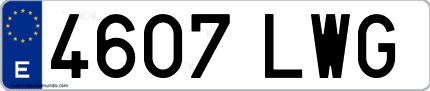 Ejemplo de matrícula de coche ordinaria 4607 LWG