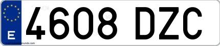 Ejemplo de matrícula española 4608 DZC