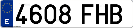 Ejemplo de matrícula de coche ordinaria 4608 FHB
