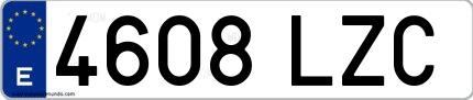 Ejemplo de matrícula española 4608 LZC