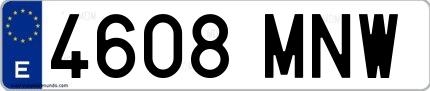 Ejemplo de matrícula española 4608 MNW