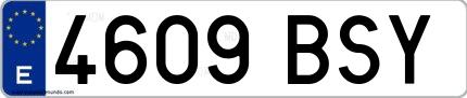 Ejemplo de matrícula española 4609 BSY