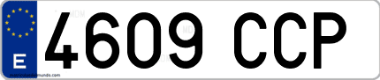 Ejemplo de matrícula de coche ordinaria 4609 CCP
