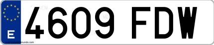 Ejemplo de matrícula española 4609 FDW