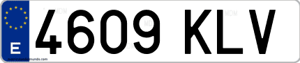 Ejemplo de matrícula de coche ordinaria 4609 KLV