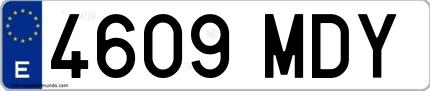 Ejemplo de matrícula española 4609 MDY