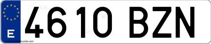 Ejemplo de matrícula española 4610 BZN