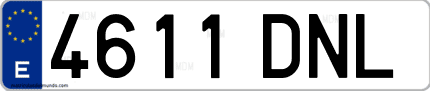 Ejemplo de matrícula de coche ordinaria 4611 DNL