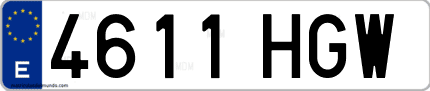 Ejemplo de matrícula de coche ordinaria 4611 HGW