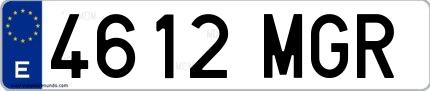 Ejemplo de matrícula española 4612 MGR