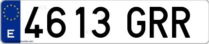 Ejemplo de matrícula española 4613 GRR