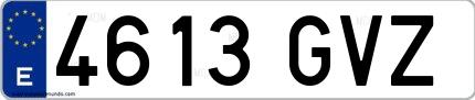 Ejemplo de matrícula española 4613 GVZ