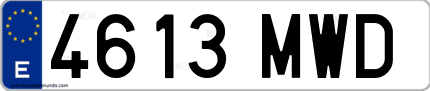 Ejemplo de matrícula de coche ordinaria 4613 MWD