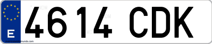 Ejemplo de matrícula de coche ordinaria 4614 CDK
