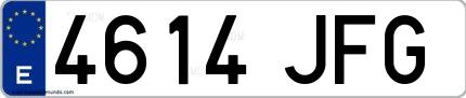 Ejemplo de matrícula española 4614 JFG