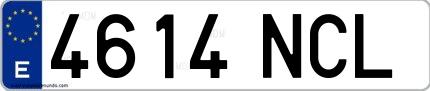 Ejemplo de matrícula española 4614 NCL