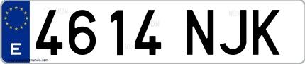 Ejemplo de matrícula española 4614 NJK